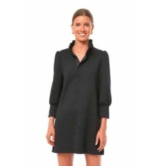 Pomander Place Womens‎ Ruffle Collar Charlotte Terry Dress Black Medium - Picture 1 of 10